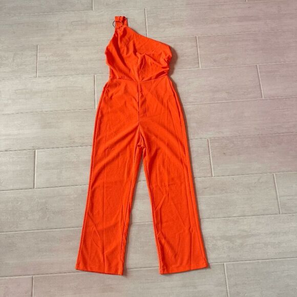 unbranded Pants - One-Shoulder Jumpsuit Pants Romper Sleeveless Orange Medium Disco Party Hippie